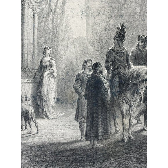 Antique Victorian Gustave Dore Charles H Jeens  'Elaine' Alfred Tennyson Print - Picture 1 of 13